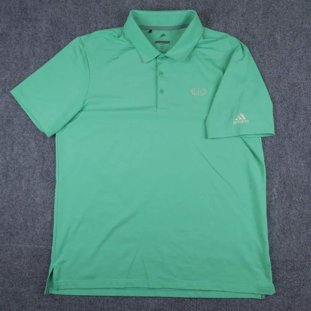 Adidas Golf Shirt Mens Large Green Polo Short Sleeve Performance